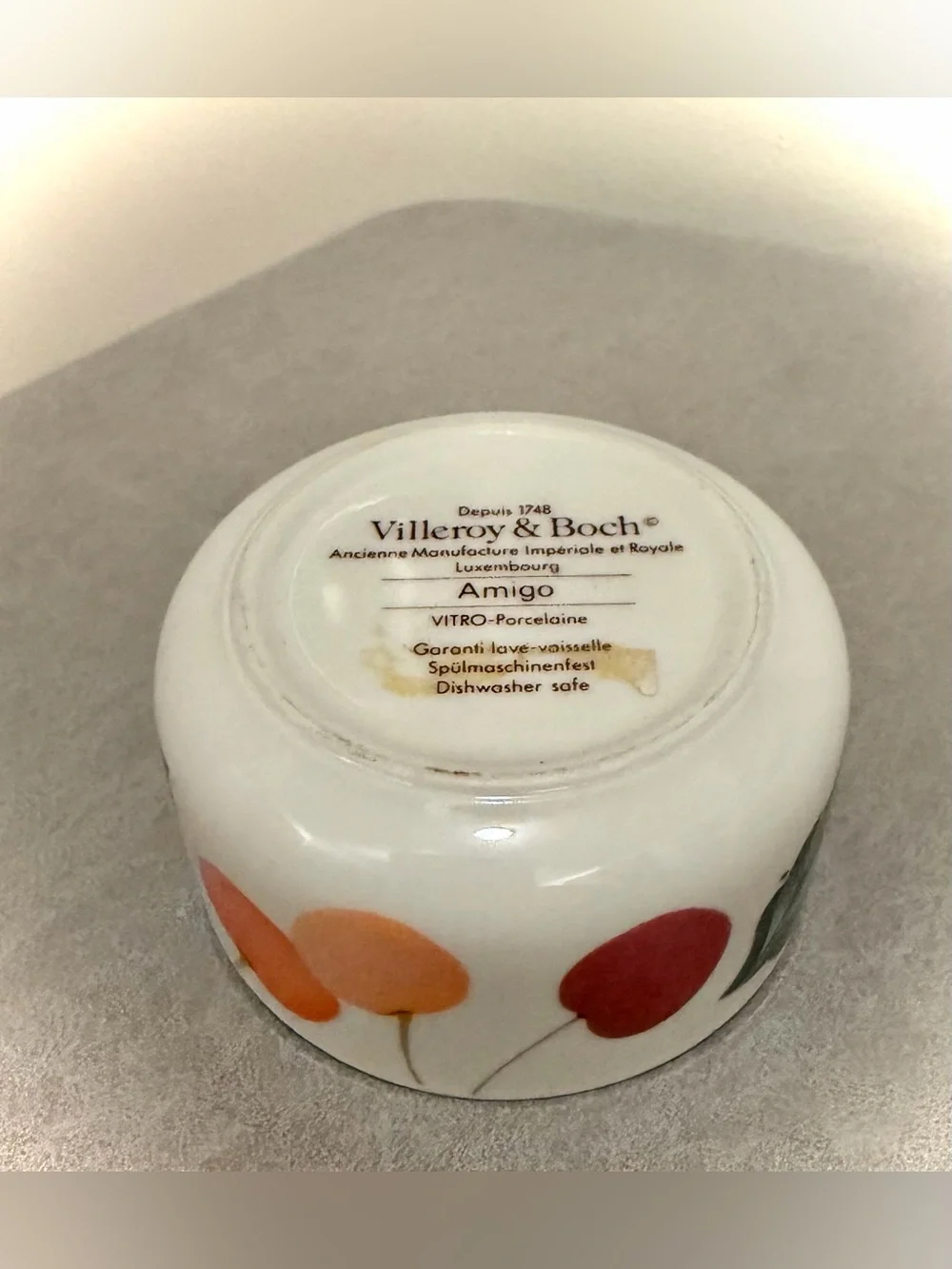 Vintage Villeroy & Boch Amigo Porcelain Trinket Box Cherries Peaches Flowers